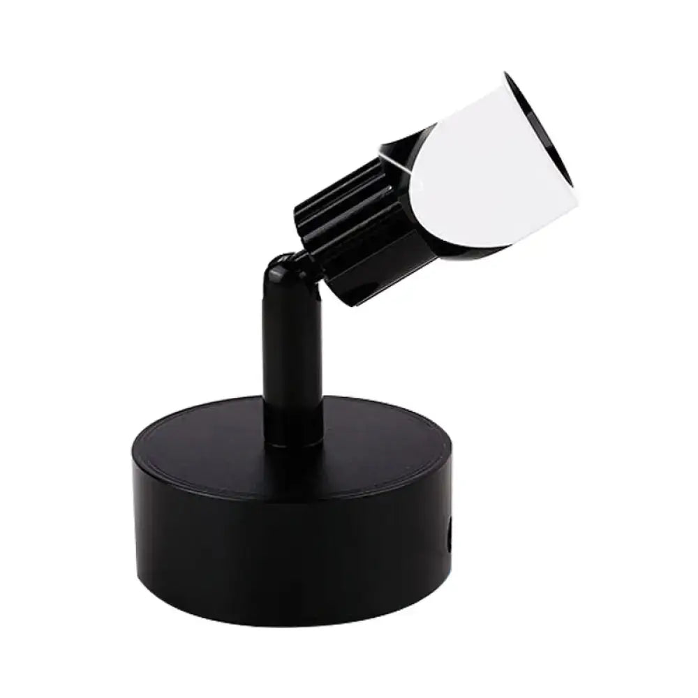 Contemporary style black and white led wall lamp with adjustable spotlight direct wired electric textured housing