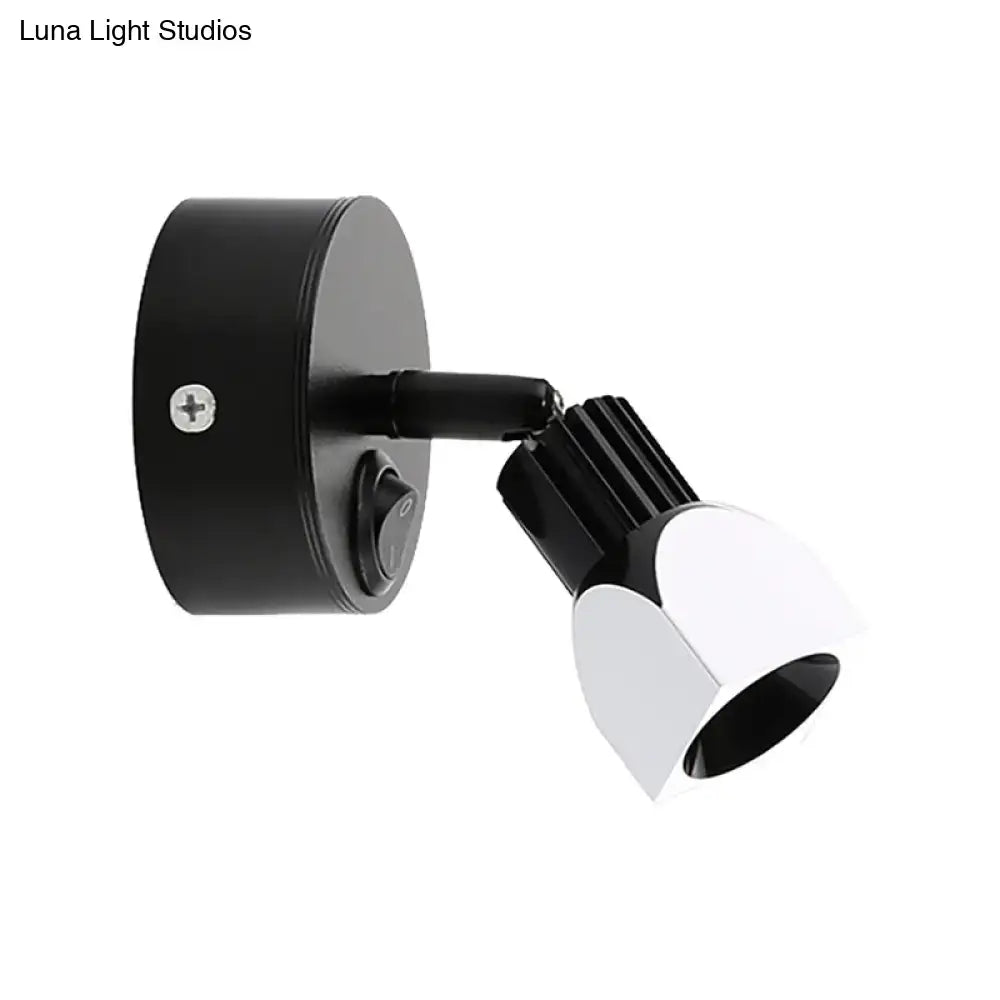 Contemporary style black and white wall lamp direct wired electric with adjustable led spotlight for bedroom use