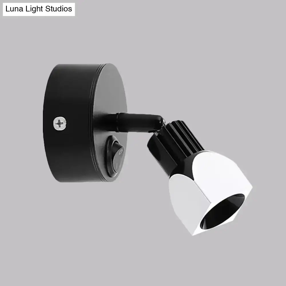 Contemporary style black and white adjustable led spotlight wall lamp for bedroom direct wired electric installation