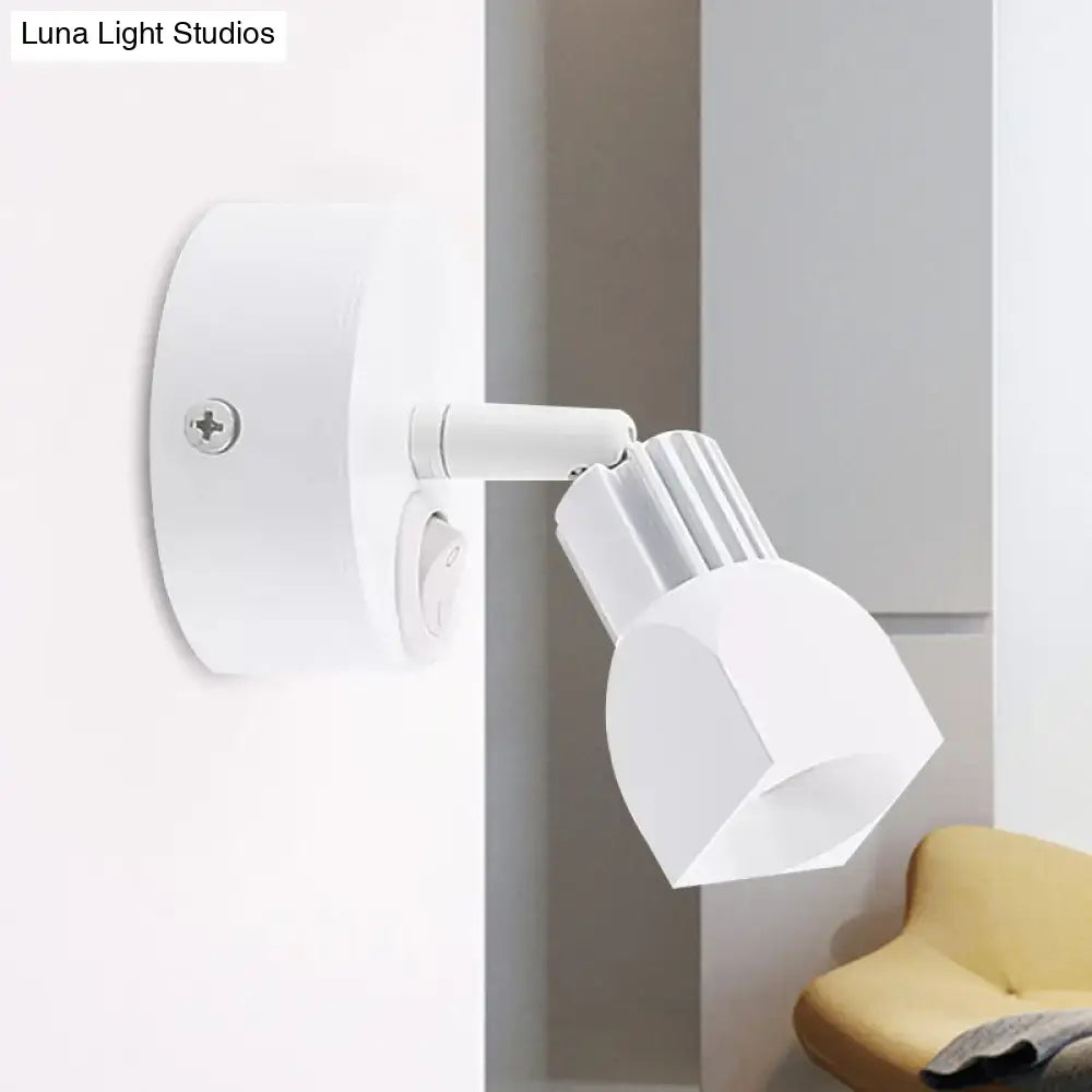 White adjustable wall lamp with segmented lamp head in contemporary style direct wired electric design for bedroom spotlight
