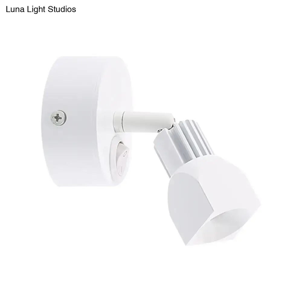 Contemporary style white wall lamp with adjustable arm direct wired electric black and white led bedroom spotlight