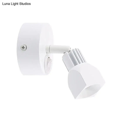 Contemporary style white wall lamp with adjustable arm direct wired electric black and white led bedroom spotlight