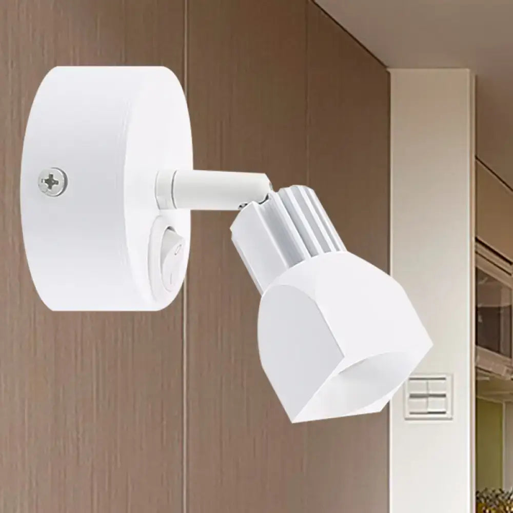 White adjustable wall lamp with frosted lens and sleek modern design for direct wired electric contemporary style lighting