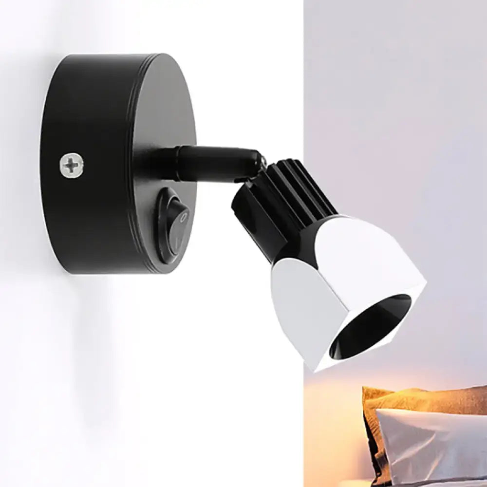 Contemporary style black and white adjustable wall lamp direct wired electric led spotlight for bedroom lighting