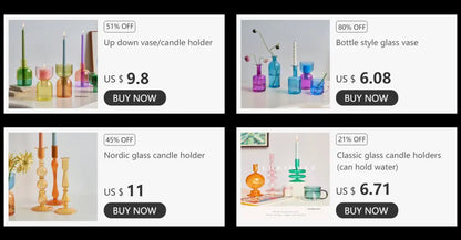 Decorbites™ mini glass vase set featuring colorful modern glass candle holders with minimalist design