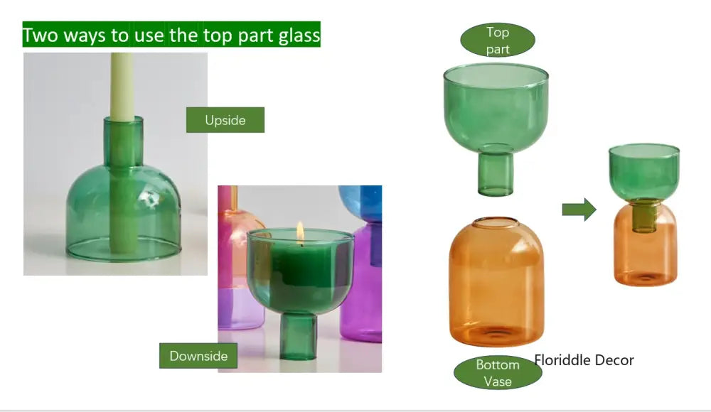 Green glass mini glass vase with flared top and sturdy base from decorbites™ glass vase set for plants and candles