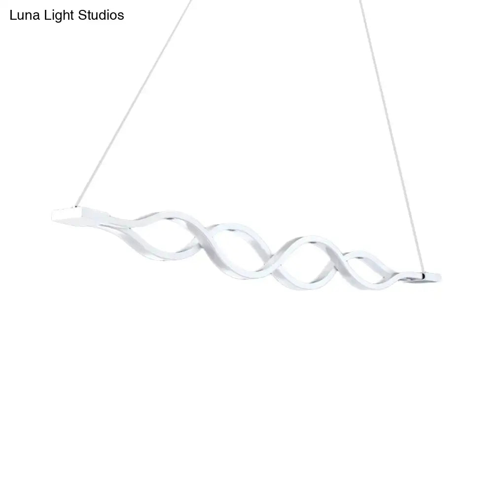 Decorbites minimal 2 4-light white acrylic led island light fixture with warm white wave design 220v-240v 110v-120v