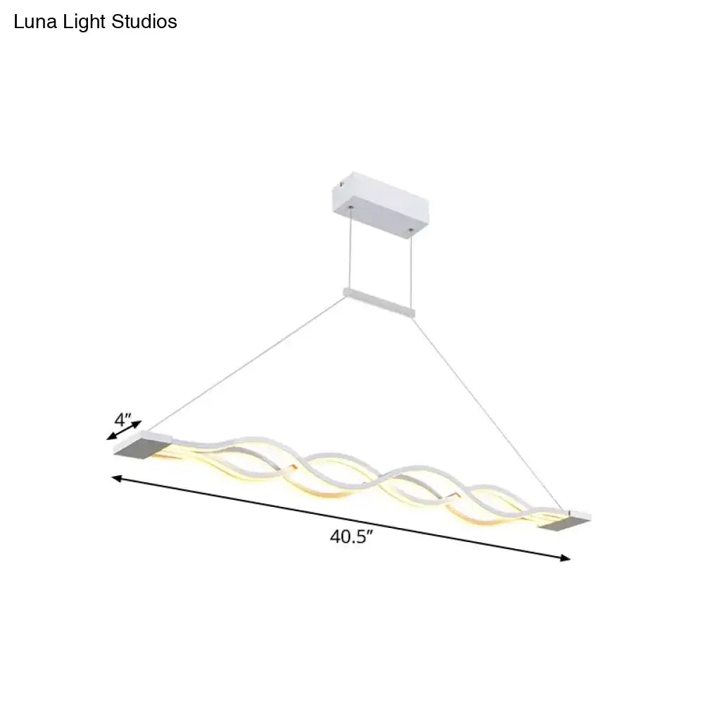 Decorbites minimal 2 4-light acrylic island light fixture in white with wavy design and warm white illumination