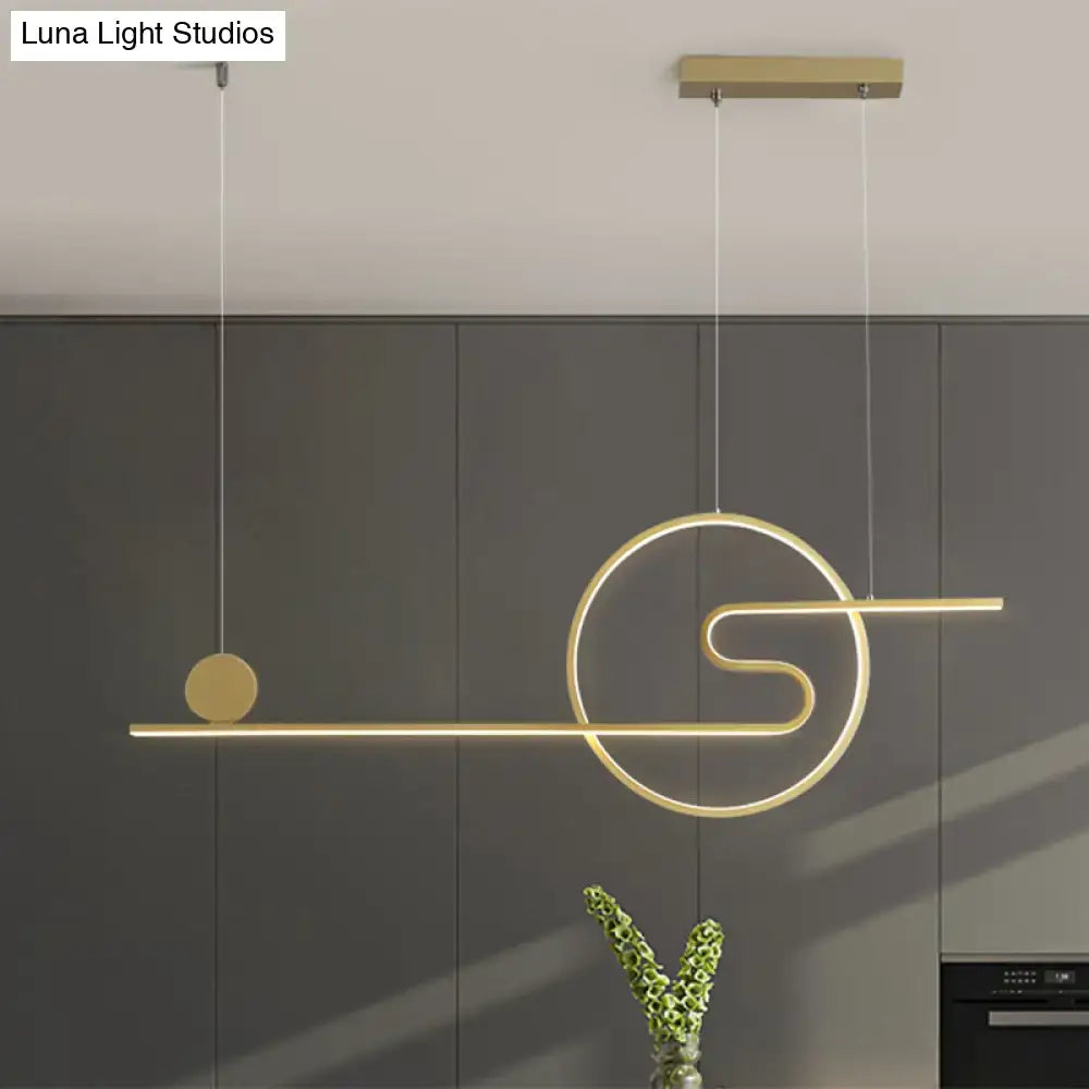 Modern gold-toned DecorBites minimal acrylic linear LED island light with warm white light and sun and cloud design