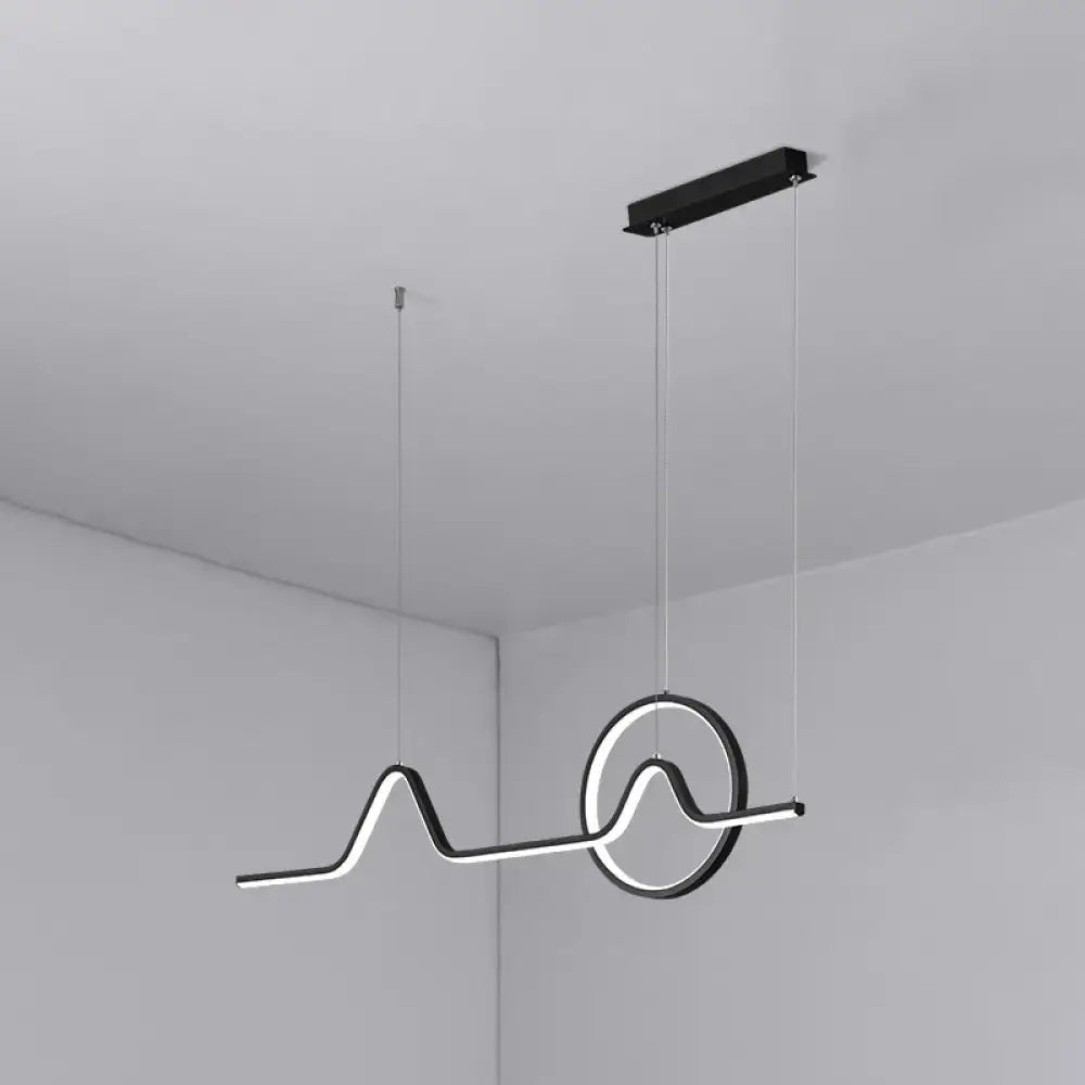 Modern black and white led dining room pendant lamp by DecorBites with minimalist aluminum wave-like design