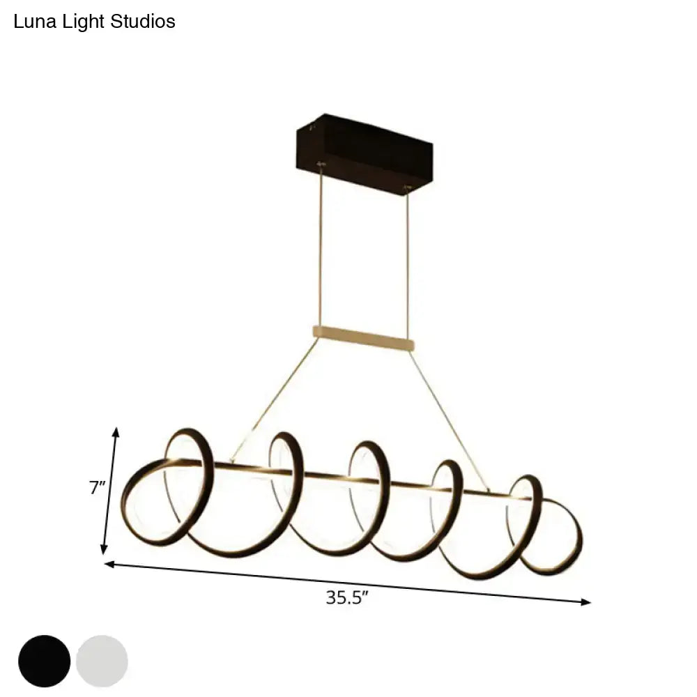 Modern black and gold spiral ceiling light with interlocking circular rings for dining room 220v-240v 110v-120v