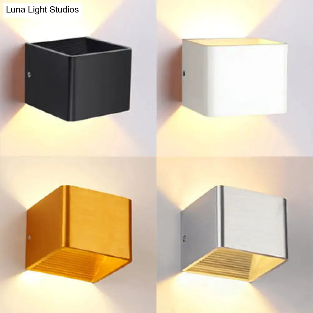 Modern minimalist cube shade sconce light in black and white finishes for living room decorbites minimalist cube design