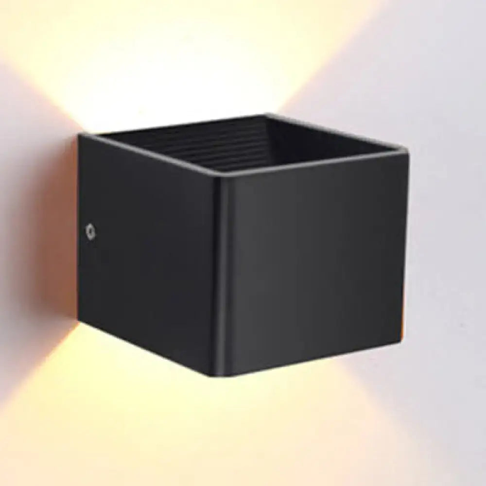 Black matte finish sconce light with dual-directional lighting from decorbites minimalist cube shade for living room decor