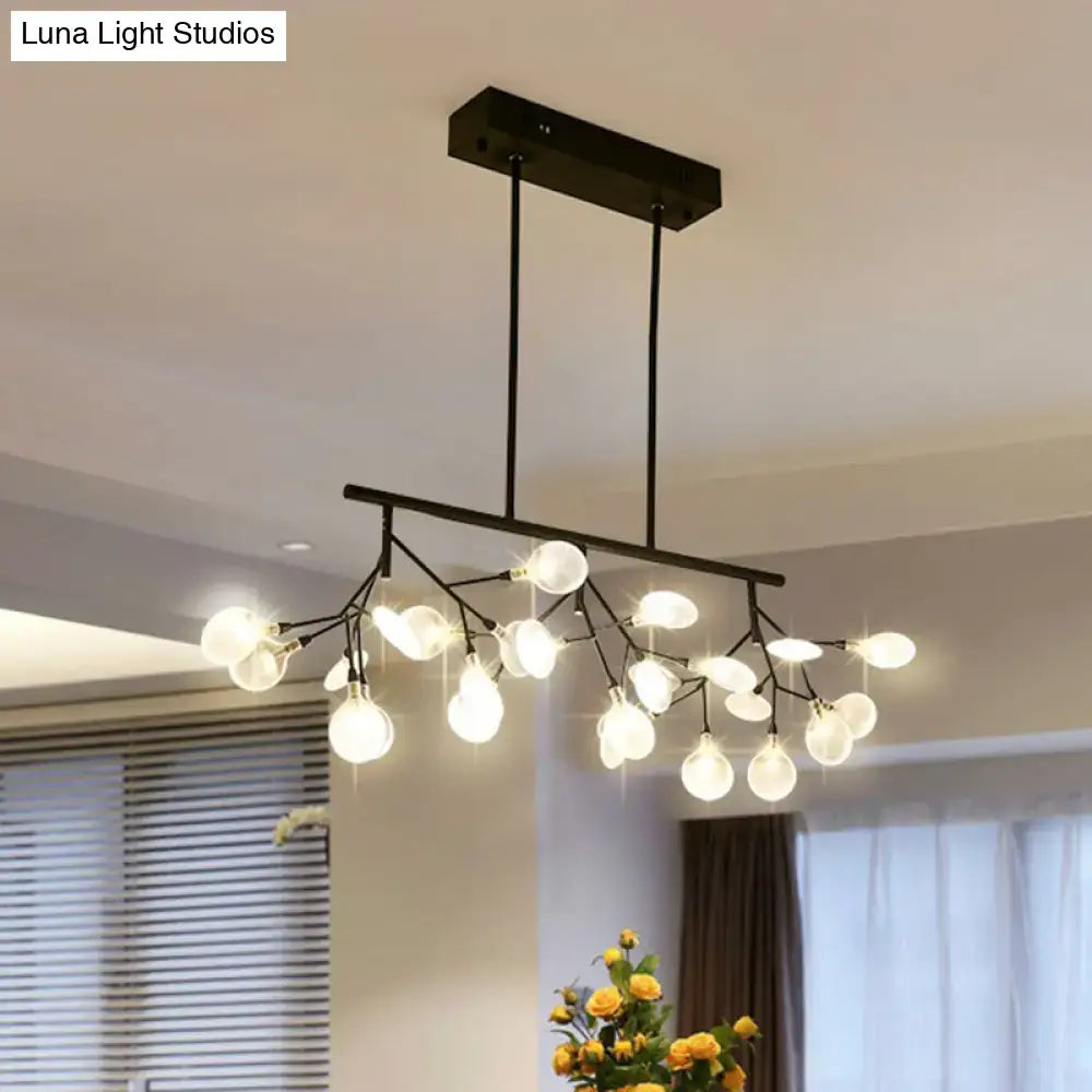 Black metal gold black chandelier ceiling light with multiple exposed bulbs for dining room by DecorBites minimal LED