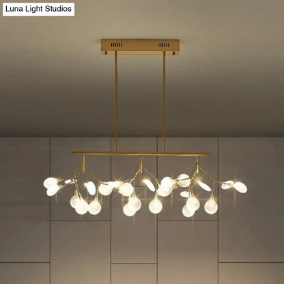 Gold-toned DecorBites minimalist LED ceiling light with acrylic frosted glass bulbs for dining room fixture width design