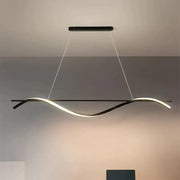Modern black and white led minimalist hanging island light by decorbites with sleek curved design for dining room use