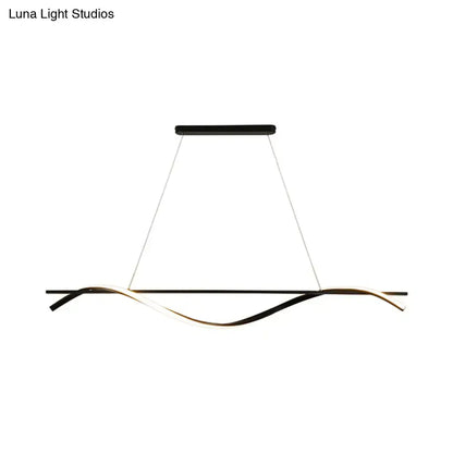 Modern black and gold led hanging island light by decorbites with sleek flowing design for dining room use