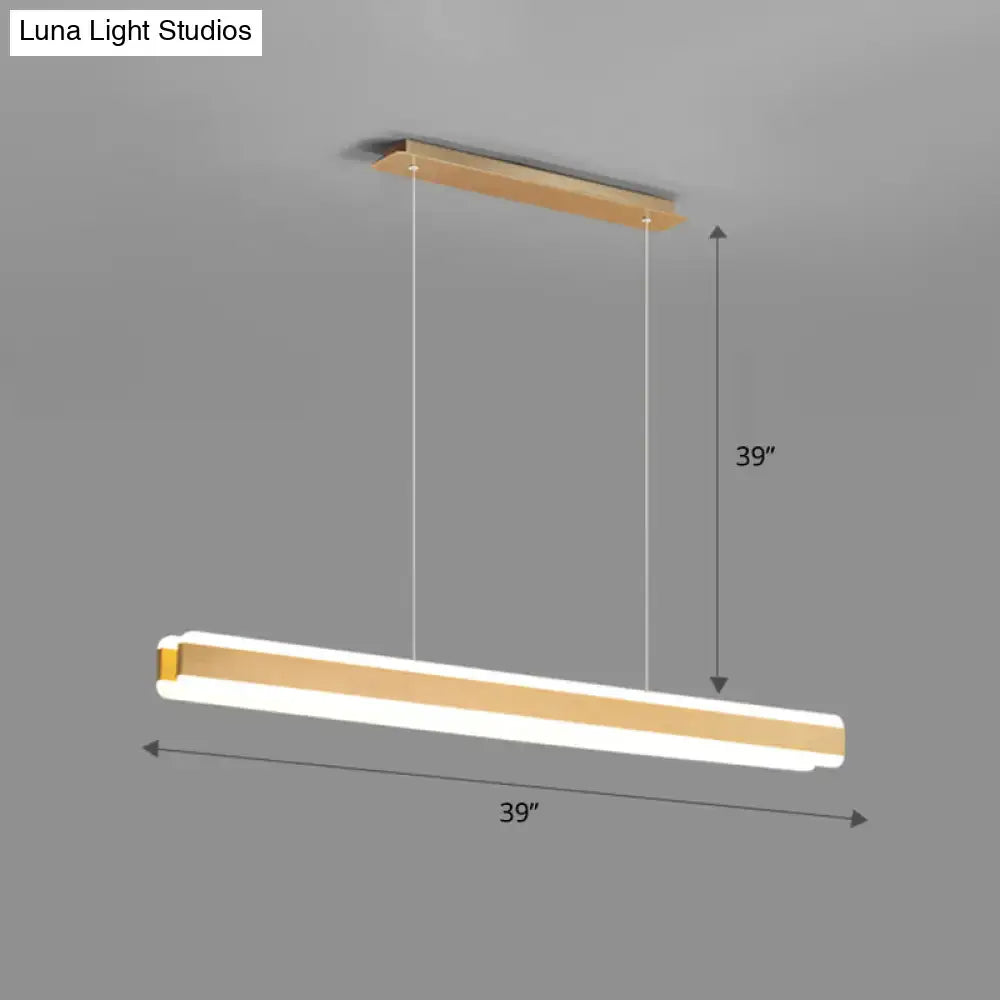 Modern rectangular DecorBites™ minimalist LED island pendant with linear acrylic hanging light in white and gold finish