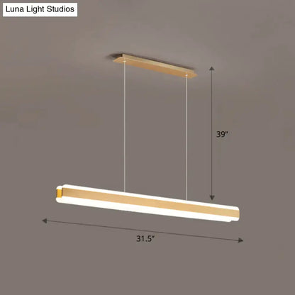 Modern decorbites™ minimalist led island pendant with warm white acrylic hanging light framed by wood for dining room