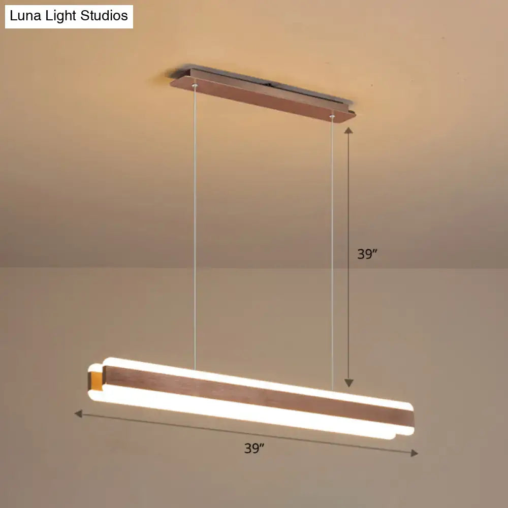 Modern bronze linear acrylic hanging led island pendant with two white led strips for dining room lighting