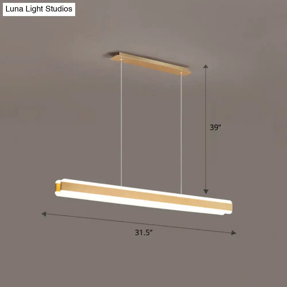 DecorBites™ minimalist led island pendant with warm white acrylic hanging light and wood-toned accents for dining room