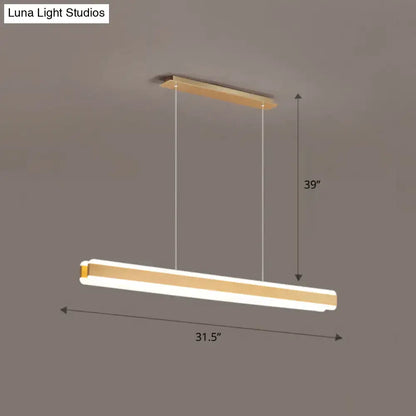 DecorBites™ minimalist led island pendant with warm white acrylic hanging light and wood-toned accents for dining room