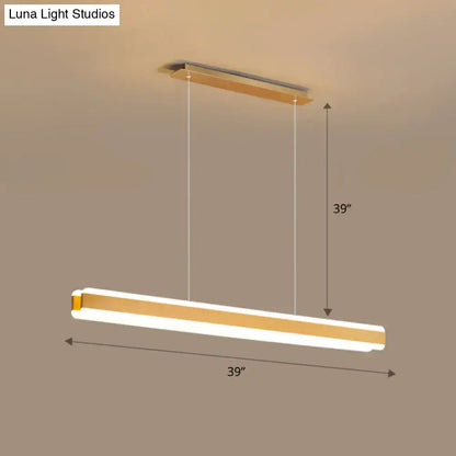 Modern rectangular decorbites™ led island pendant with sleek gold and white linear acrylic hanging light for dining room