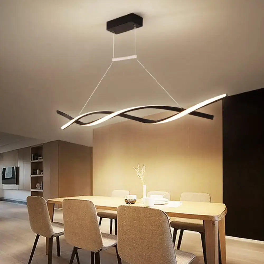 Modern black and white DecorBites™ minimalist linear LED pendant light with acrylic shade for restaurant lighting