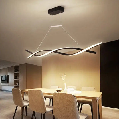 Modern black and white DecorBites™ minimalist linear LED pendant light with acrylic shade for restaurant lighting