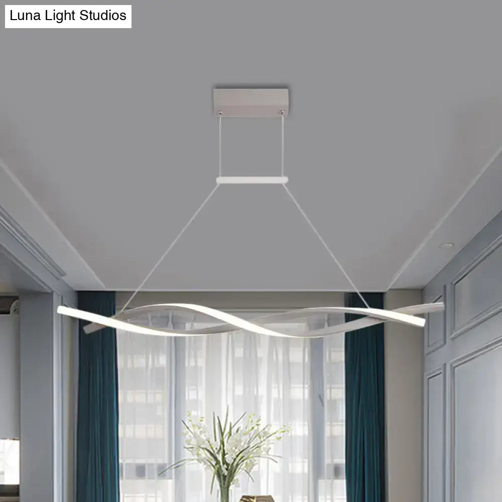 Modern white led pendant light with sleek curved design and minimalist rectangular ceiling mount for restaurants