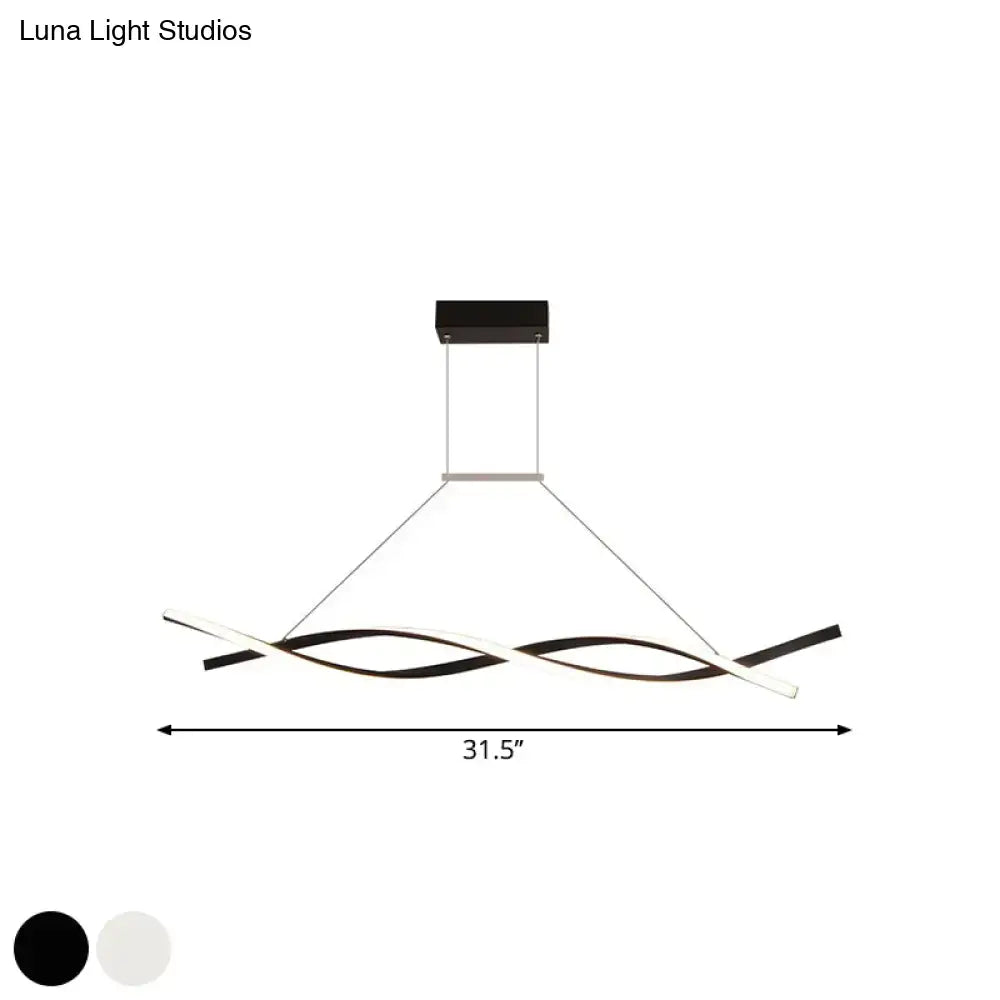 Modern black and white decorbites minimalist linear led pendant light with twisted acrylic shade for restaurants