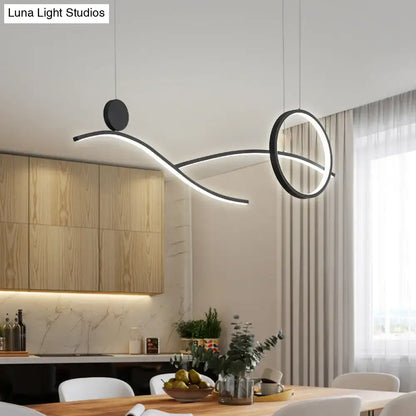 DecorBites™ minimalist black and white metal led hanging light with sleek geometric design for dining room use