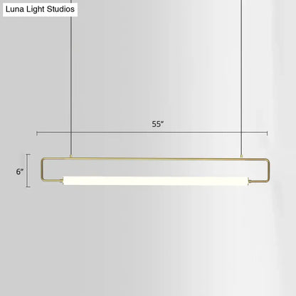 Decorbites™ minimalist metal led pendant ceiling light with brass frame and integrated white led strip for dining room fixture height