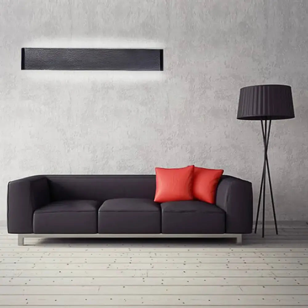 Black rectangular wall lamp with sleek modern design featuring warm white led light for living room use