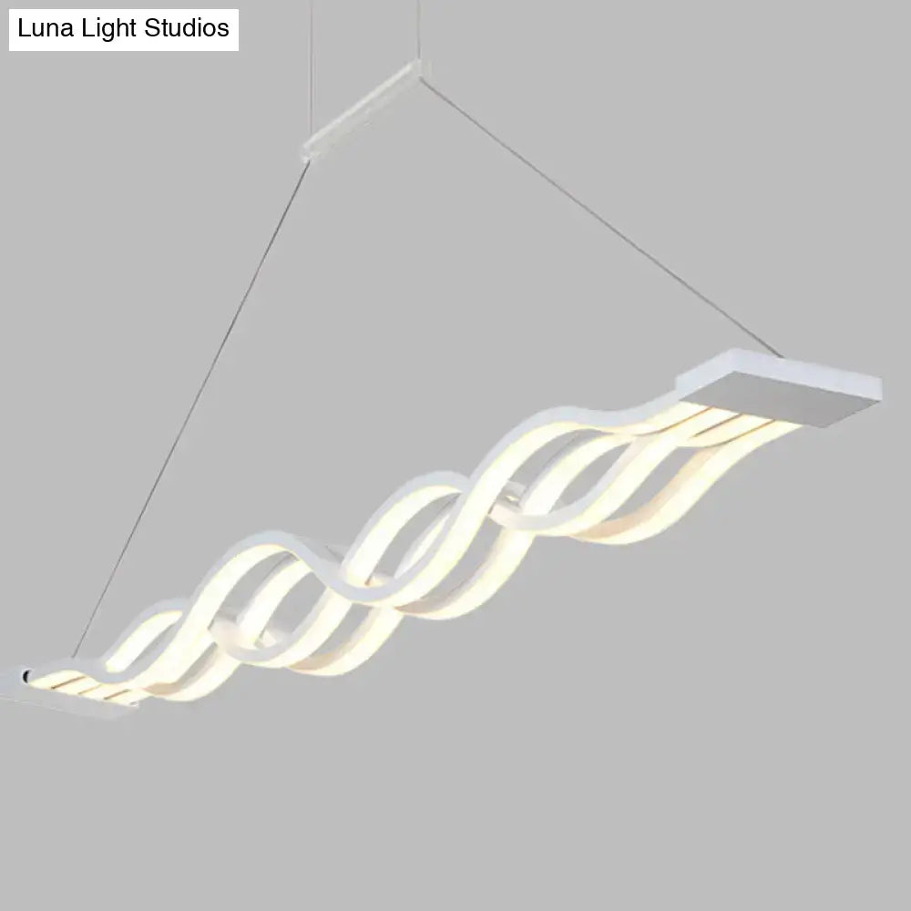 Modern white led acrylic pendant lamp with wavy suspended lighting design as a minimalist suspended lighting fixture