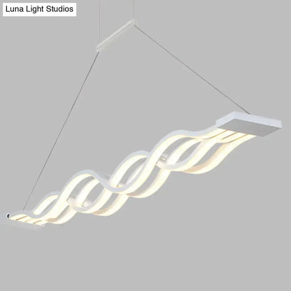 Modern white led acrylic pendant lamp with wavy suspended lighting design as a minimalist suspended lighting fixture