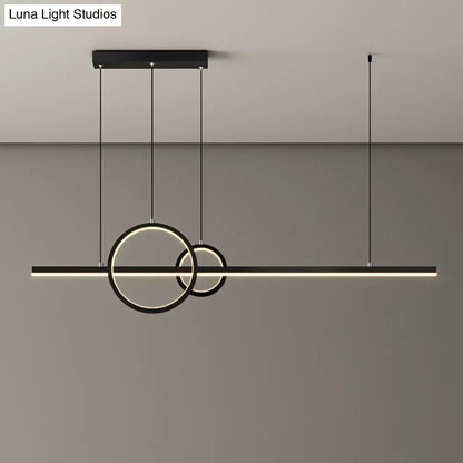 DecorBites™ minimalistic black acrylic ceiling light with sleek circular rings and horizontal LED strip for dining room
