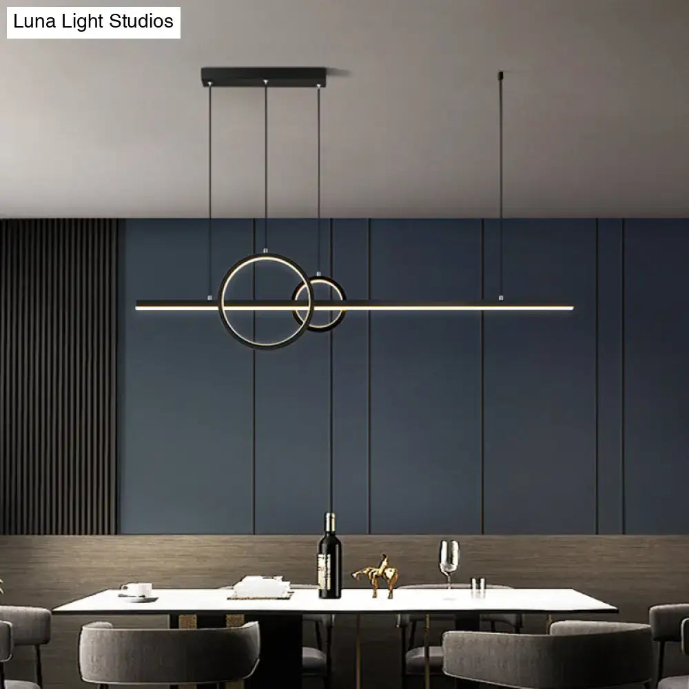 DecorBites™ minimalistic black acrylic ceiling light with sleek linear ring design for dining room suspension lighting