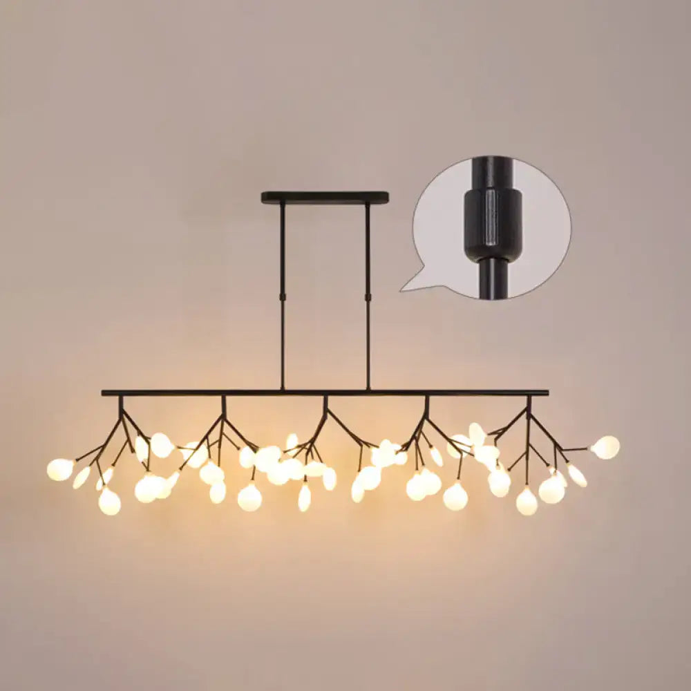 DecorBites minimalistic black metal branch-style acrylic twig ceiling pendant light with warm white bulbs for dining room