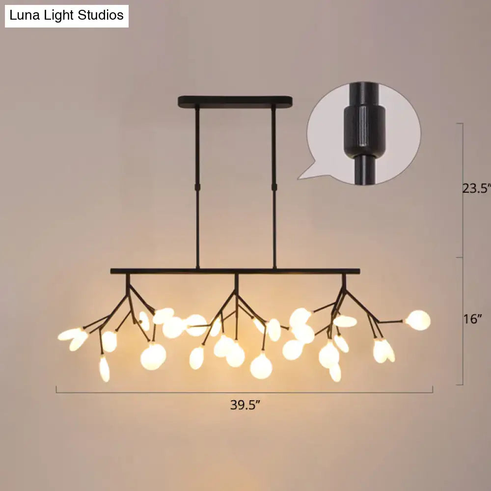 Decorbites™ black metal ceiling pendant with frosted glass globes and acrylic twig design for dining room lighting