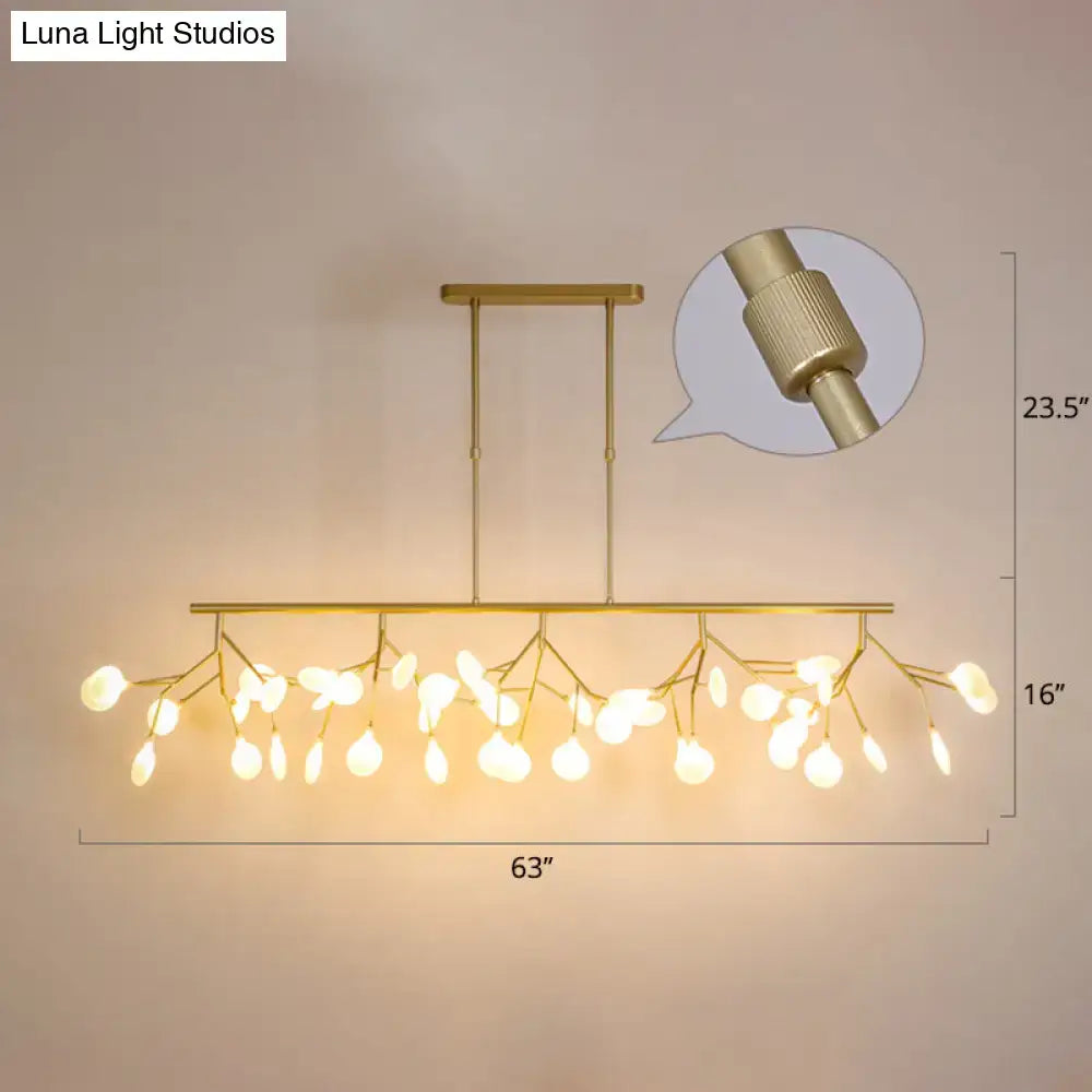 Gold-toned decorbites minimalistic acrylic twig ceiling pendant with frosted teardrop bulbs for dining room lighting