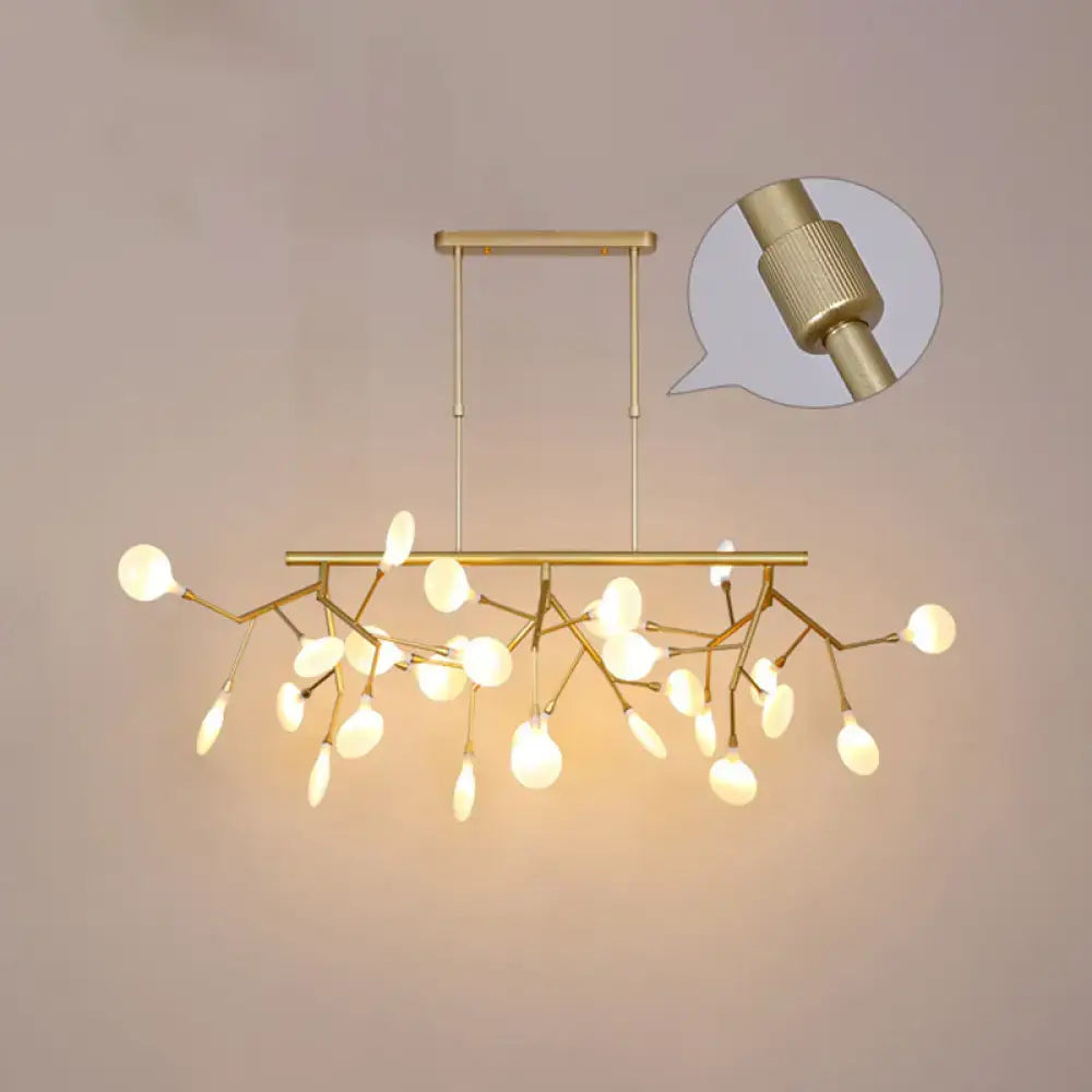 DecorBites™ gold-toned acrylic twig ceiling pendant with frosted glass globes for modern dining room lighting