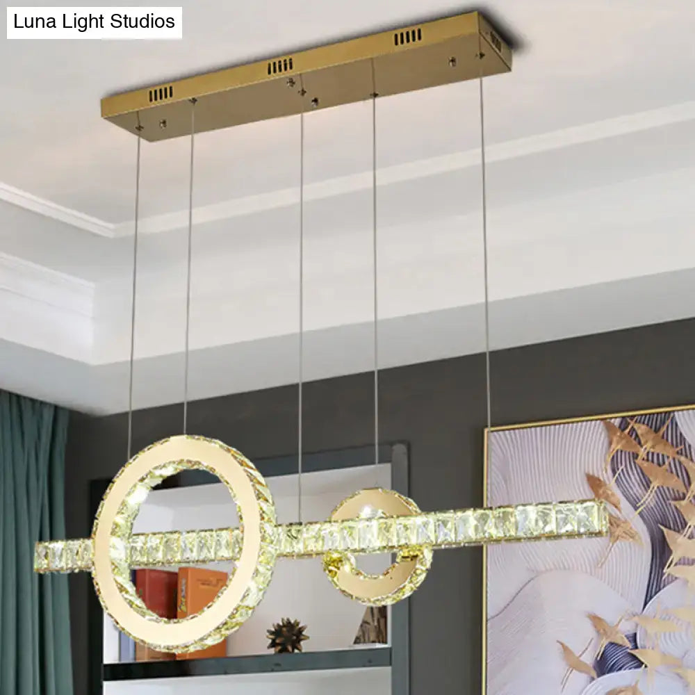 Gold-toned key-shaped decorbites™ minimalistic led pendant light with beveled crystal accents for 110v-120v and 220v-240v