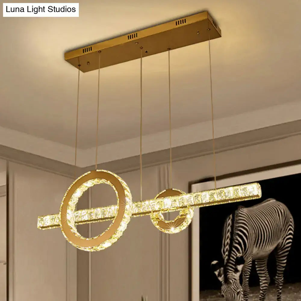 Decorbites™ gold-toned key-shaped led pendant light fixture with crystal accents 220v-240v 110v-120v minimalist design