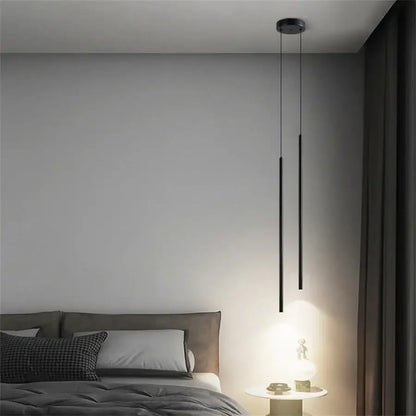 Decorbites™ modern black 2cm led pendant lights with sleek cylindrical rods for kitchen island lighting