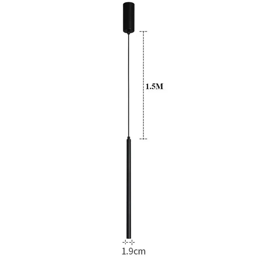 DecorBites™ modern black cylindrical 2cm led pendant light with minimalist design for kitchen island lighting