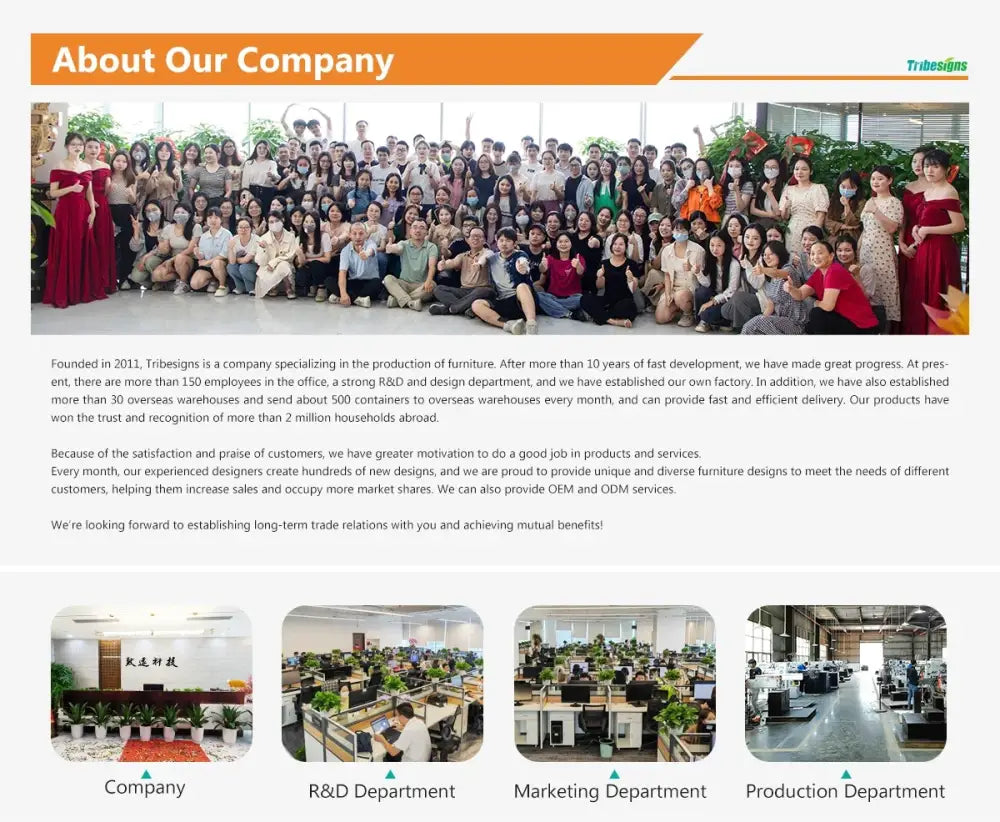 Group photo of over 150 tribesigns employees showcasing the decorbites modern 5-tier tall metal plant stand plant shelf