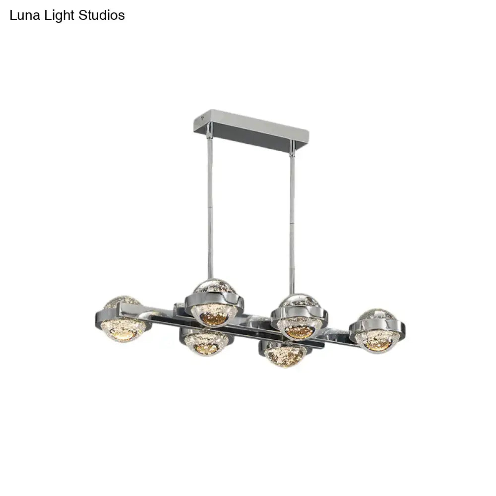 Decorbites™ modern 6-head led island lamp with chrome gold finish and seedy crystal ball globe lights perfect for dining tables