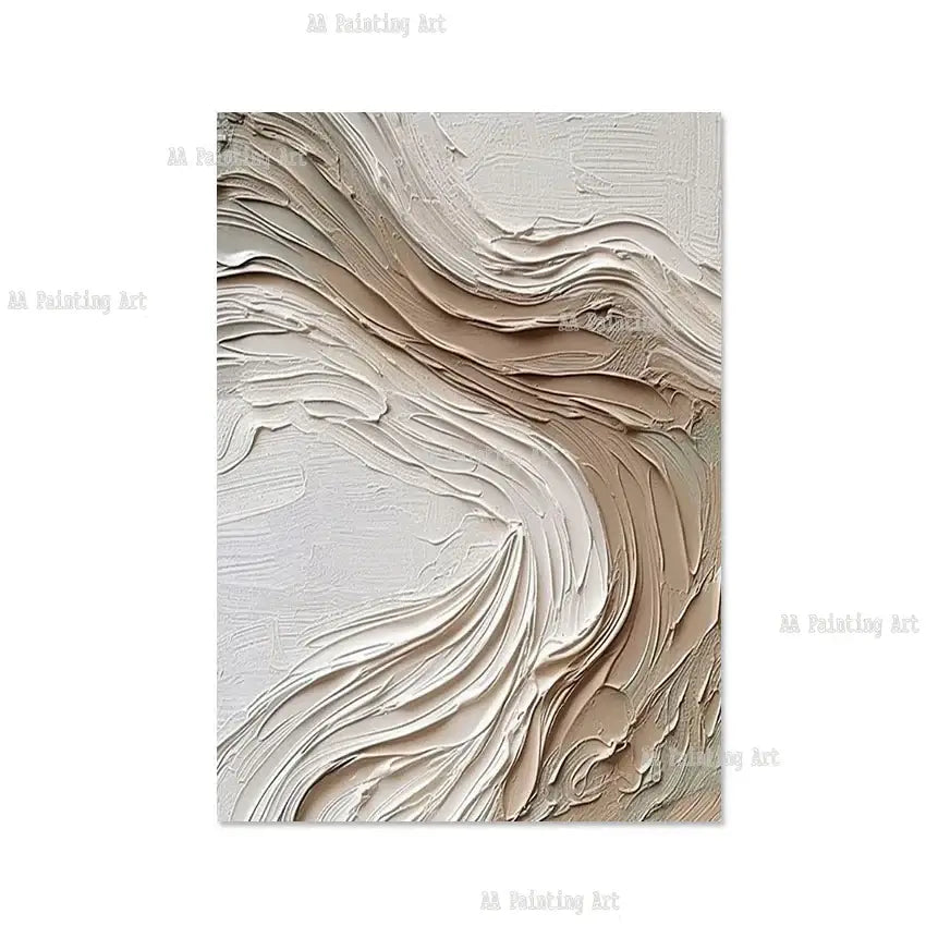 DecorBites™ modern abstract 3D acrylic wall art set with flowing beige textured strokes for aesthetic room decoration