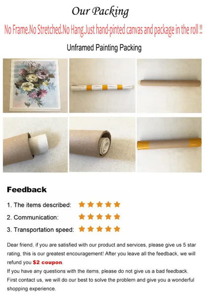 Unframed decorbites™ modern abstract 3d acrylic floral canvas painting in brown cardboard tube for aesthetic room decoration thickness